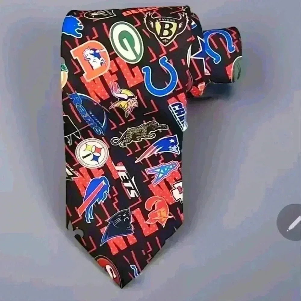 VTG 1996 Ralph Marlin NFL Logo Update Men's Necktie Novelty Football Collage